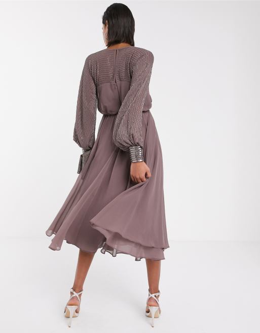 Scoop back Nulu Midi Dress Asia Edition in Depp Artifact - Try on and review:  I love it so much I will probably buy other colors but also considering the  All align