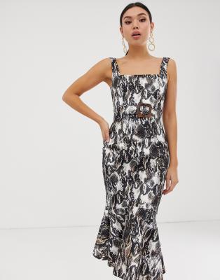 asos snake print midi dress