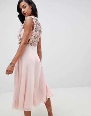 Asos design lace midi outlet dress with pinny bodice