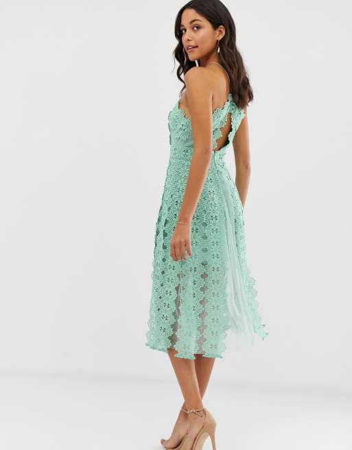 Asos design lace midi hotsell dress with pinny bodice