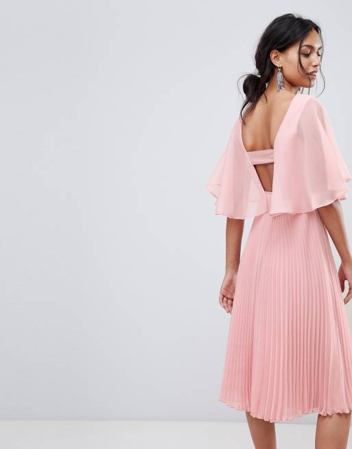 Asos design flutter sleeve on sale midi dress with pleated skirt