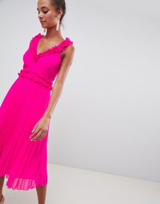 asos pink ruffle dress
