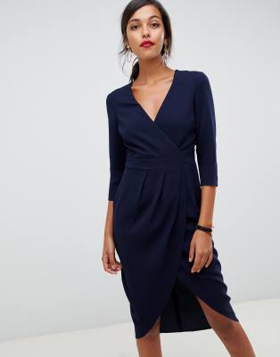 ASOS DESIGN midi dress with wrap skirt 