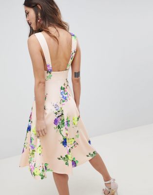 Asos design square outlet neck midi prom dress