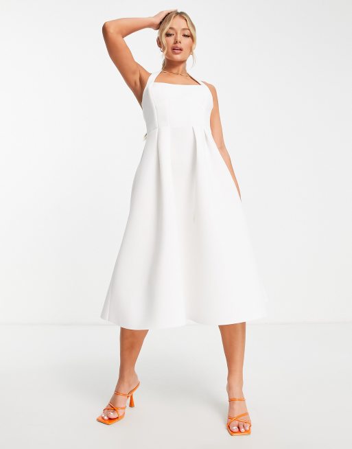 ASOS DESIGN - Midi-galajurk met siernaden en halternek in ivoor, 3 van 4