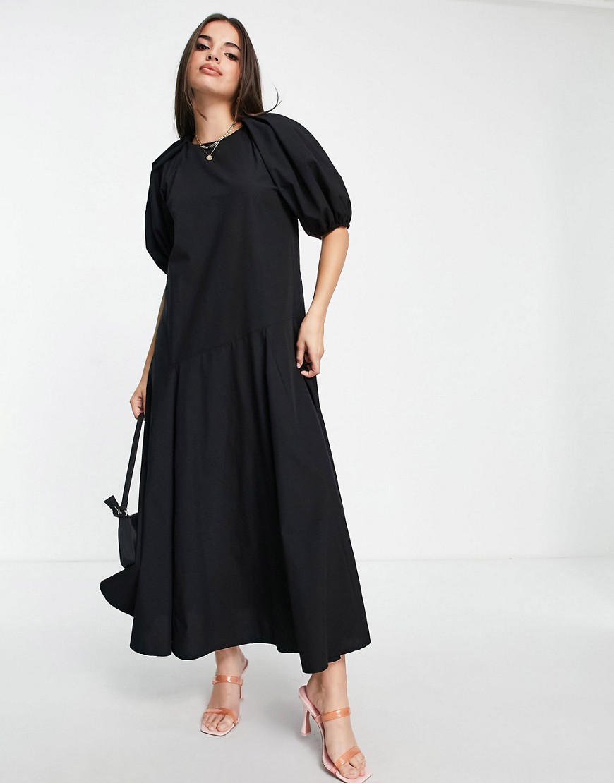 ASOS DESIGN – Midi-Hängerkleid in Schwarz mit Godet-Details günstig online kaufen
