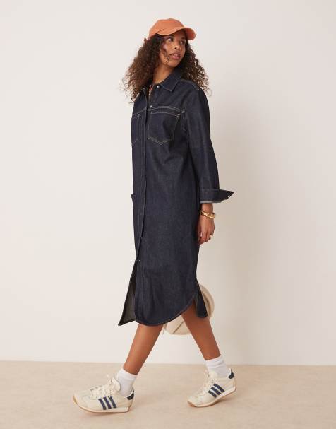 ASOS DESIGN – Midi-Hemdkleid mit Rinse-Waschung - view 1