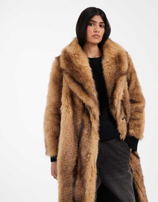 ASOS DESIGN - Midi-jas van imitatiebont met strepen in oranje, 4 van 4