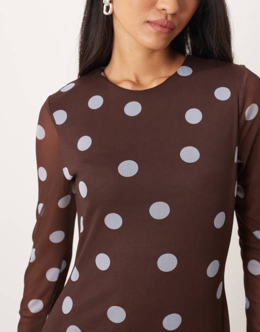 ASOS DESIGN - Midi jurk met asymmetrische zoom in stippenprint, 4 van 4