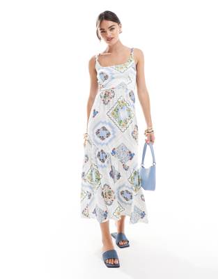 EFOGEP Vrouwen Bloemen Corset Jurk, Boho Zomer Spaghetti Bandjes Vierkante Hals Casual Midi Jurk Vloeiende Split Bustier Jurken, Wit groen Bloemen, S