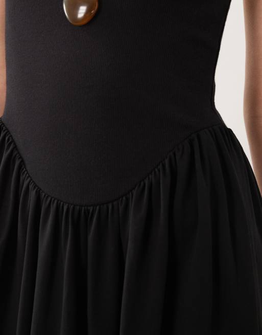 ASOS DESIGN - Midi jurk met bolle zoom in zwart, 4 van 4