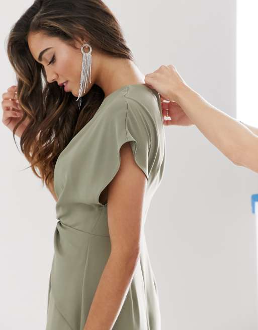 ASOS DESIGN - Midi-jurk met gedraaide en gedrapeerde voorkant, 3 van 4