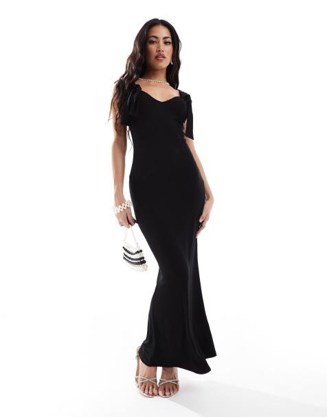 ASOS DESIGN - Midi jurk met geknoopte bandjes in zwart - view 1