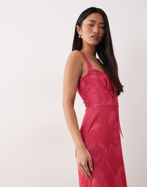 ASOS DESIGN - Midi-jurk met gerimpelde buste in heldere bloemenprint, 2 van 4