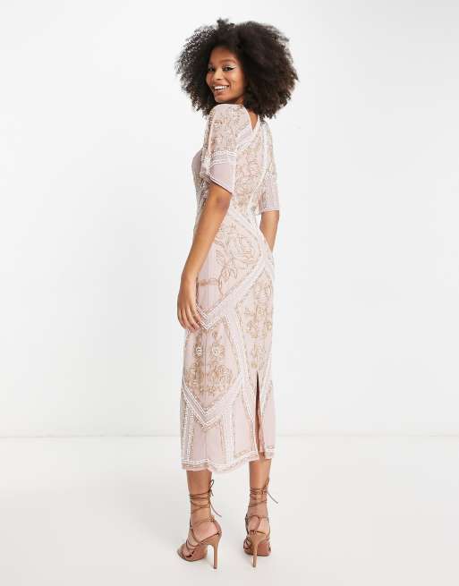 asos premium occasion lace midi dress