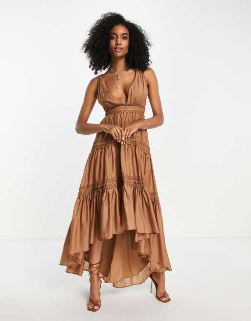 ASOS DESIGN Midi jurk met korte voorkant en lange achterkant en