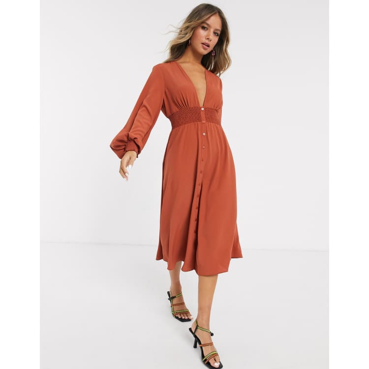 Lente en herfst damesjurk Temperament Lantaarnmouwen Ronde hals Getailleerde jurk met enkele rij knopen en print Elegante lange rok – koop de beste producten in de online winkel