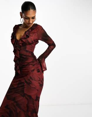 Midi-jurk, dierenprint, lange mouwen, citroen | Happy Size