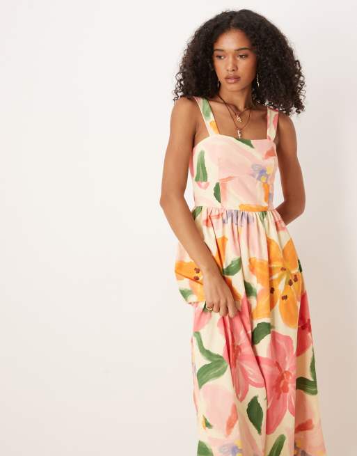 ASOS DESIGN - Midi jurk met vierkante hals in bloemenprint, 2 van 4