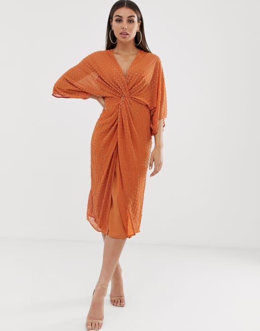 Asos orange kimono dress sale