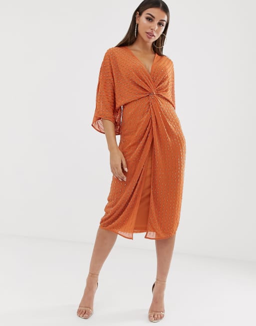 Asos orange 2025 kimono dress