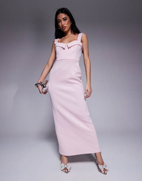 ASOS DESIGN - Midi-kokerjurk in scubastijl met cupdetails in lichtroze - view 1