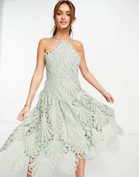 ASOS DESIGN - Midi overgooierjurk met kant en uitsnijding - view 1