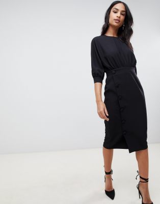 black midi pencil dress