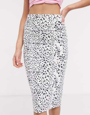 animal print midi pencil skirt