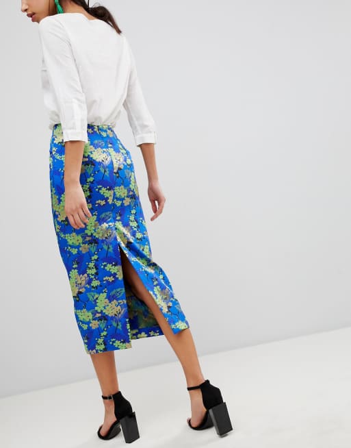 ASOS DESIGN midi pencil skirt in jacquard ASOS