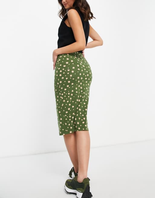 Asos design midi skirt with kick flare in outlet polka dot