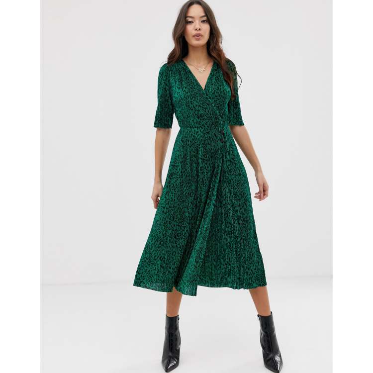 Asos green shop animal print dress