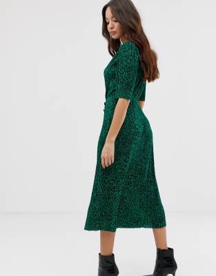 asos green animal print dress