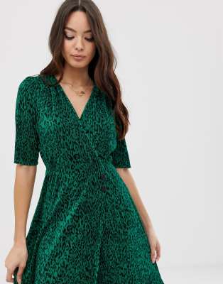 asos green animal print dress