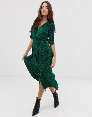 asos green animal print dress