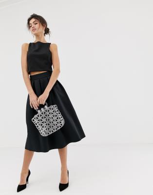 ASOS DESIGN midi prom skirt in scuba-Black