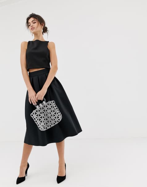 ASOS DESIGN midi prom skirt in scuba