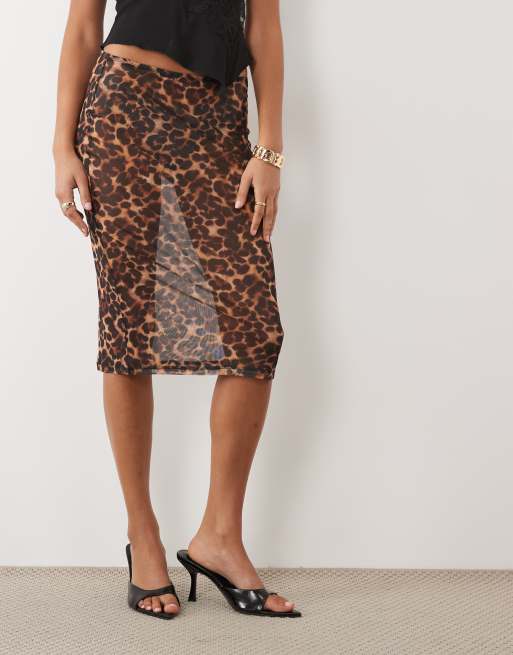 ASOS DESIGN Midi-Rock aus Mesh mit Animal-Print, 2 von 5