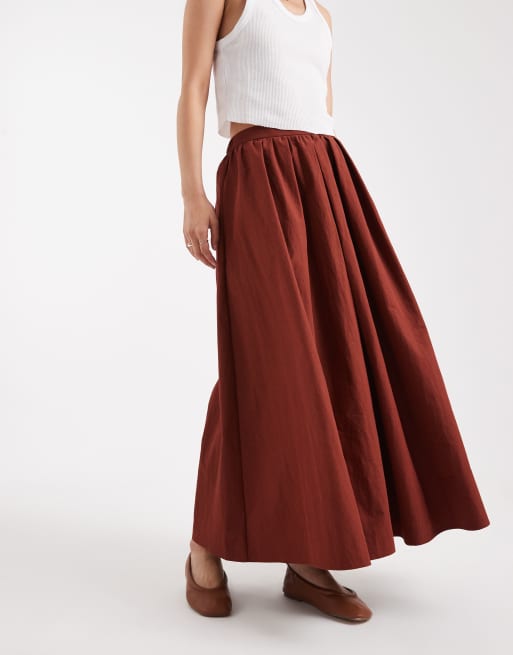 ASOS DESIGN - Midi rok met volumineus detail in roestbruin, 2 van 5