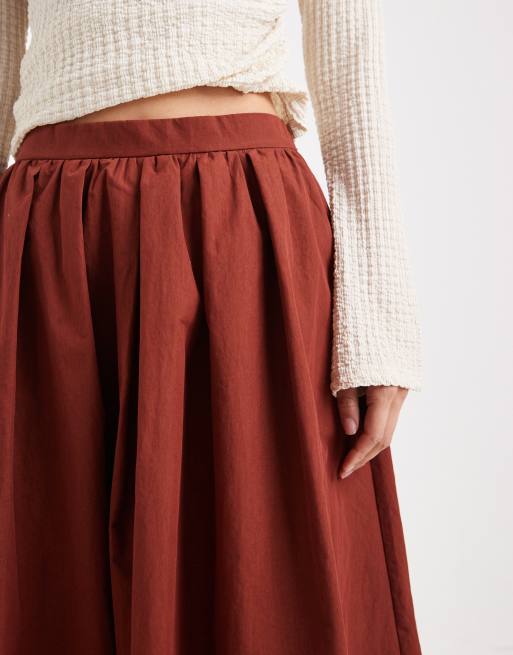 ASOS DESIGN - Midi rok met volumineus detail in roestbruin, 3 van 5