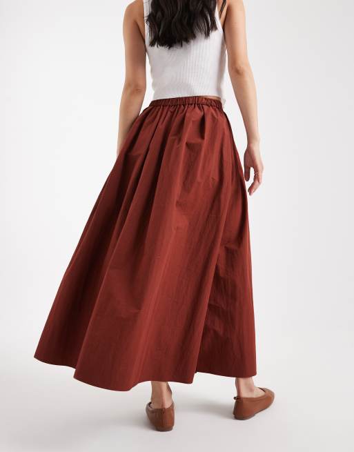 ASOS DESIGN - Midi rok met volumineus detail in roestbruin, 4 van 5