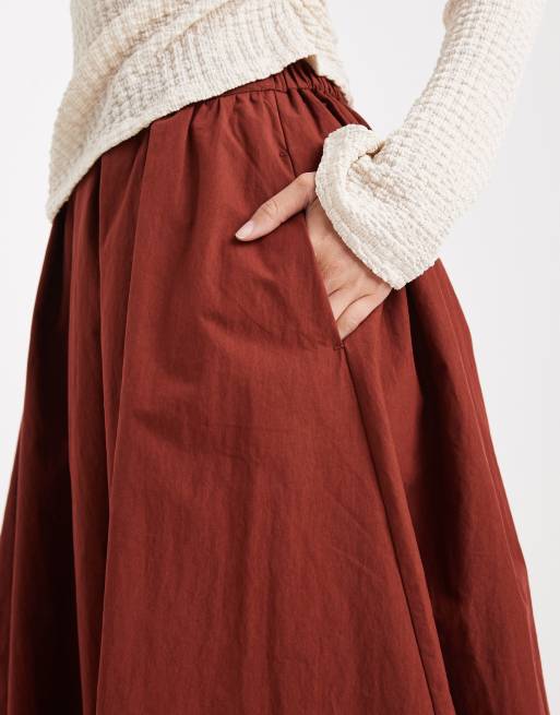 ASOS DESIGN - Midi rok met volumineus detail in roestbruin, 5 van 5