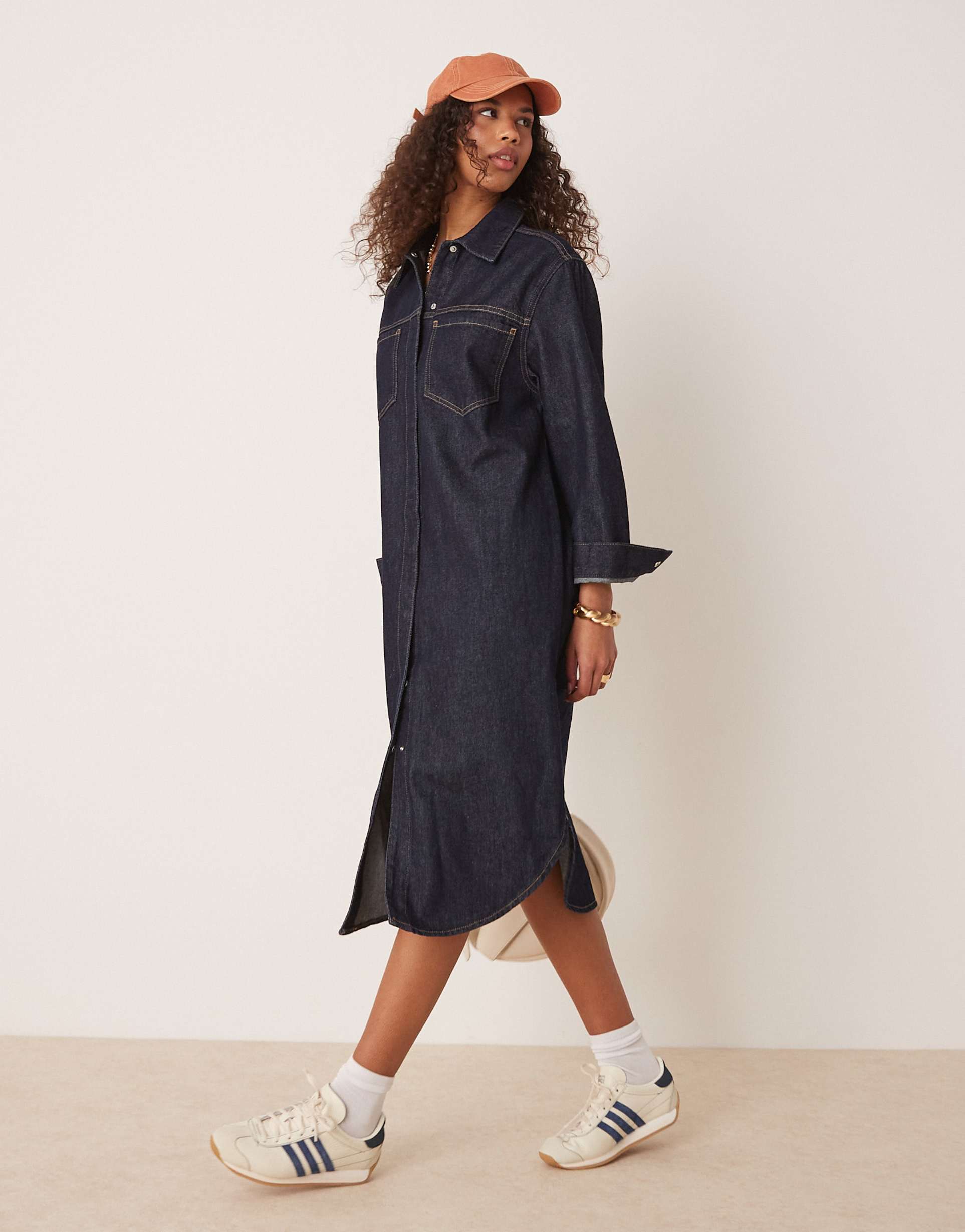 asos design midi shirt dress in rinse