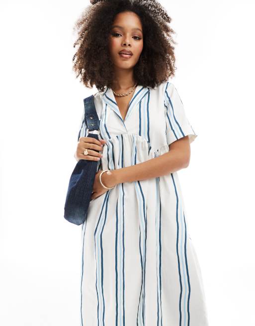 hem midi shirt dress Tiered Hem Midi Shirt Dress