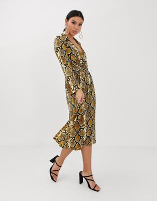 asos snake print midi dress