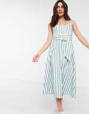 green stripe midi dress