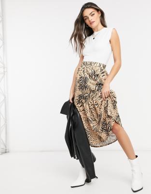 animal print midi skirt asos