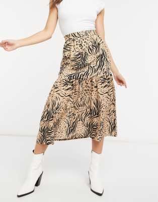 animal print midi skirt asos