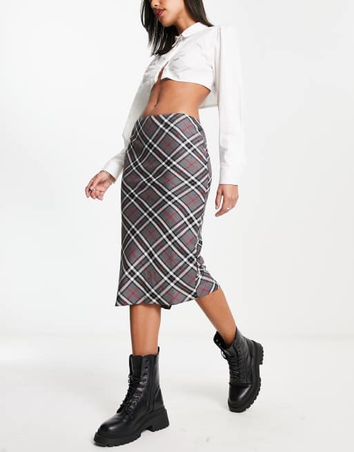 Plaid pencil outlet skirt asos