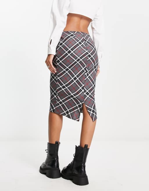 Asos check midi outlet skirt